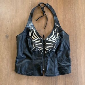 Harley-Davidson Leather Halter Tank Top Size Medium
